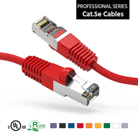 CAT5E Shielded (FTP) Ethernet Network Booted Cable- 4Ft- Red